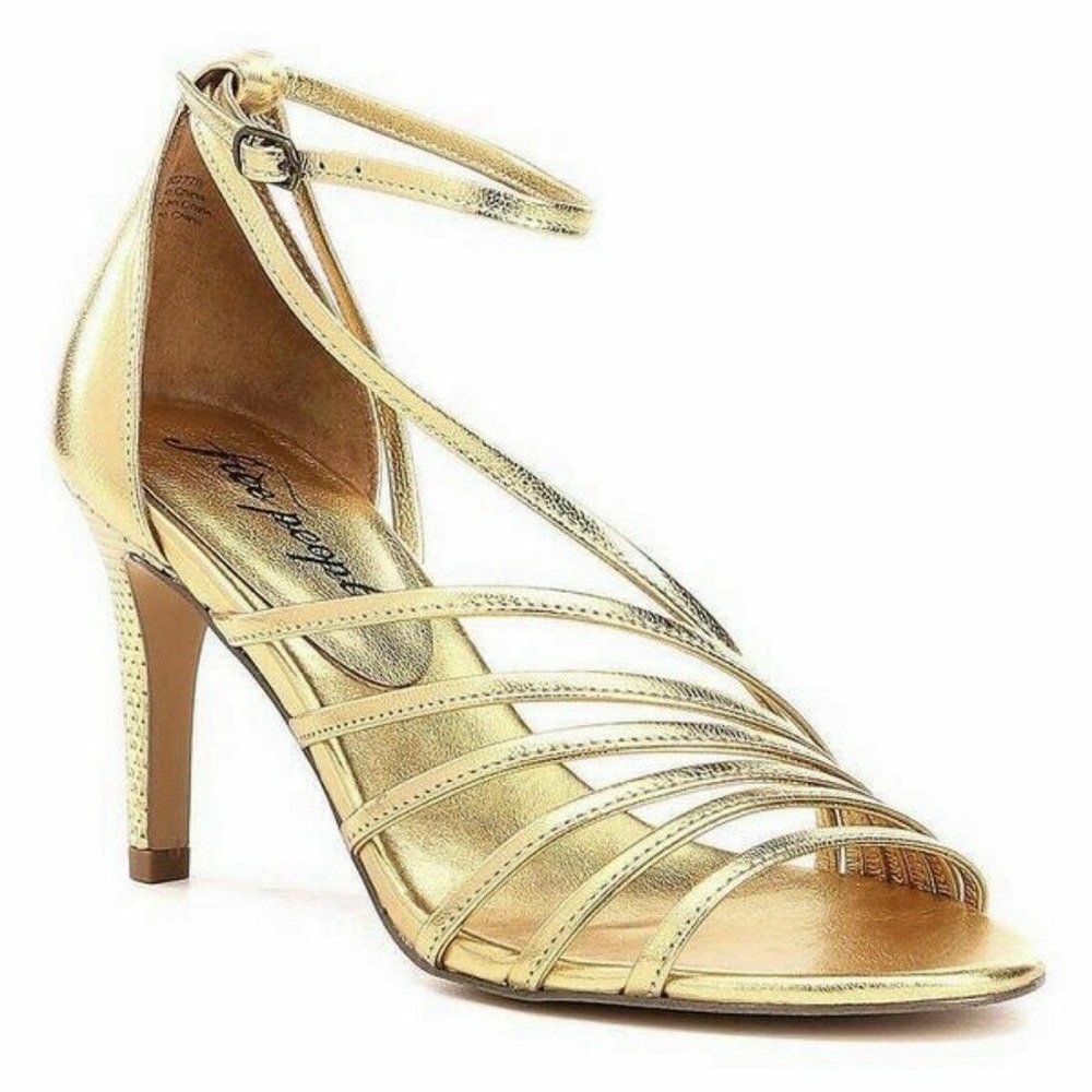 Free People Gold Strap 3-1/2” Heels